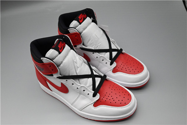 Men's Running Weapon Air Jordan 1 White/Red Shoes 0209